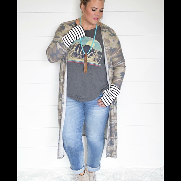 Sweaters - New Boutique plus size camo duster cardigan